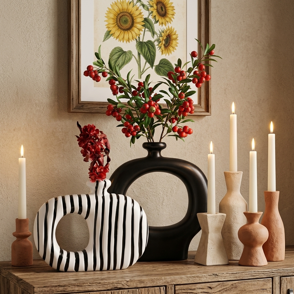 Optical Art Geometric Ceramic Vase