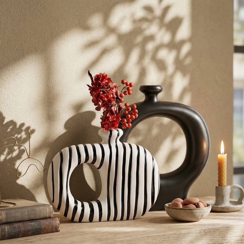 Optical Art Geometric Ceramic Vase