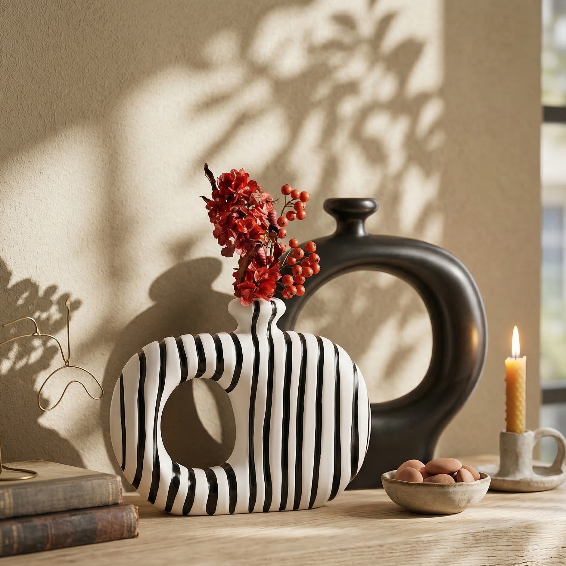 Optical Art Geometric Ceramic Vase