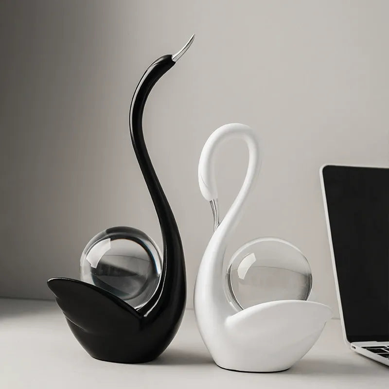 Couple Swan Crystal Ball Ornaments