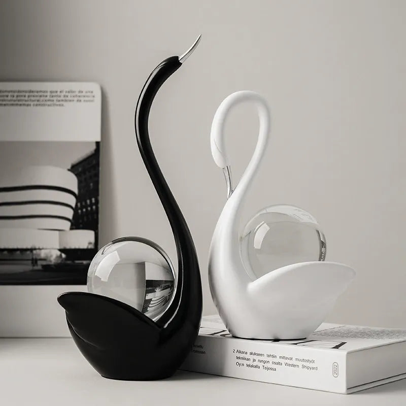 Couple Swan Crystal Ball Ornaments