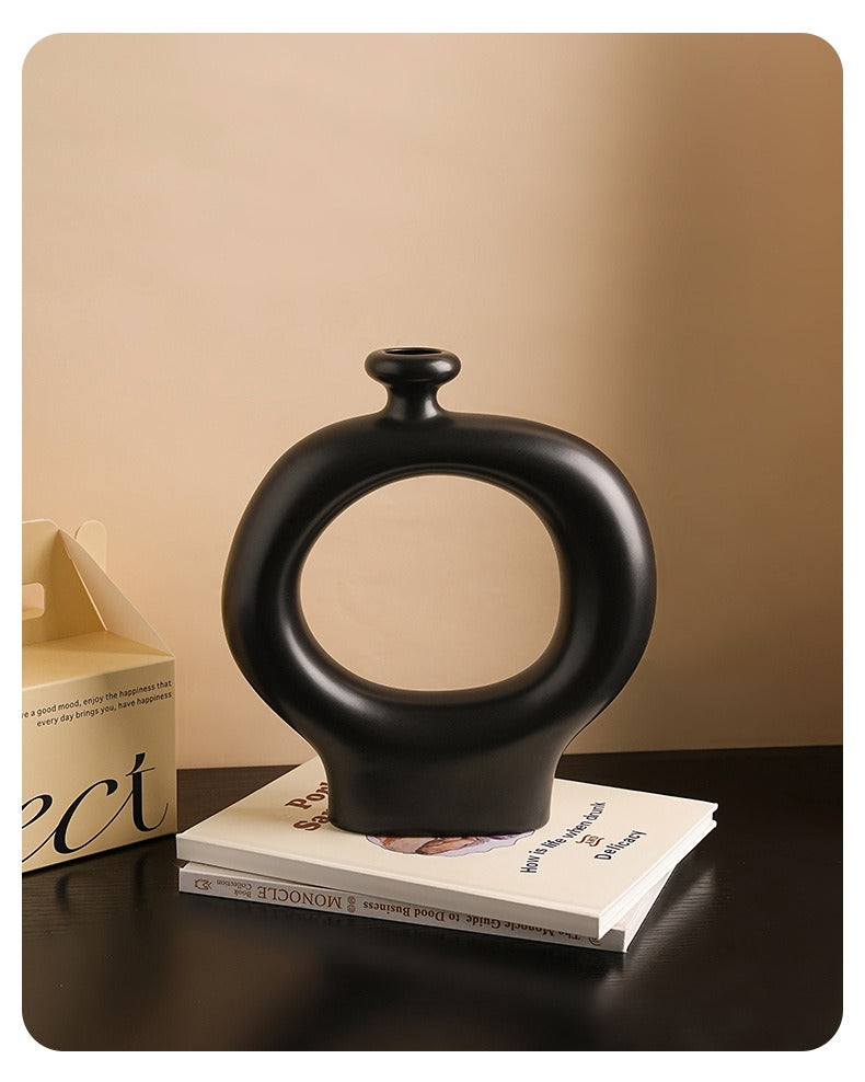 Black and White Stripesd Ceramic Vase